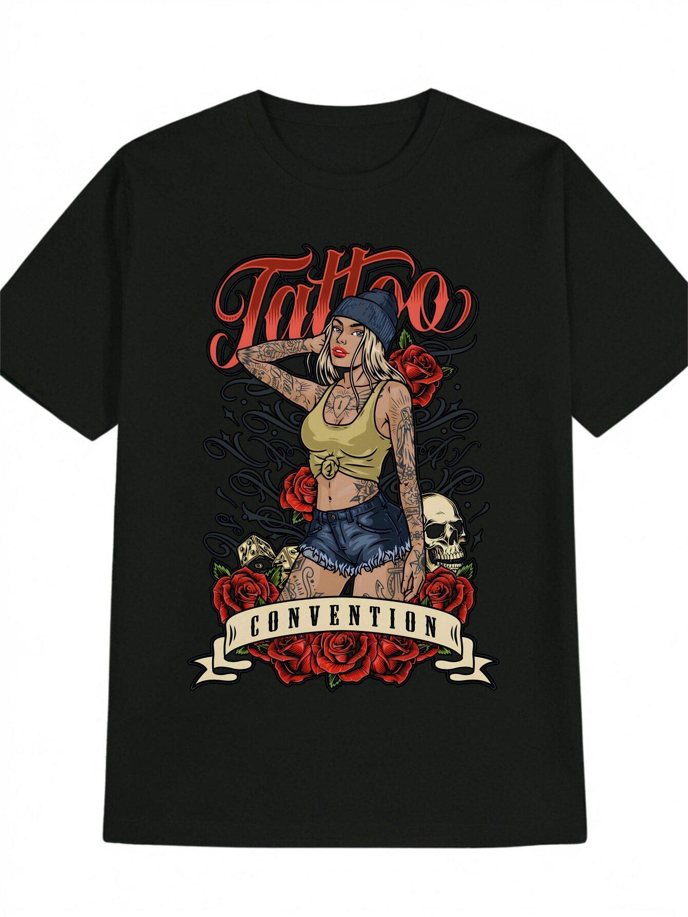 

Lightweight Feel] Vintage Graphic Black T-shirt - Short Sleeve M