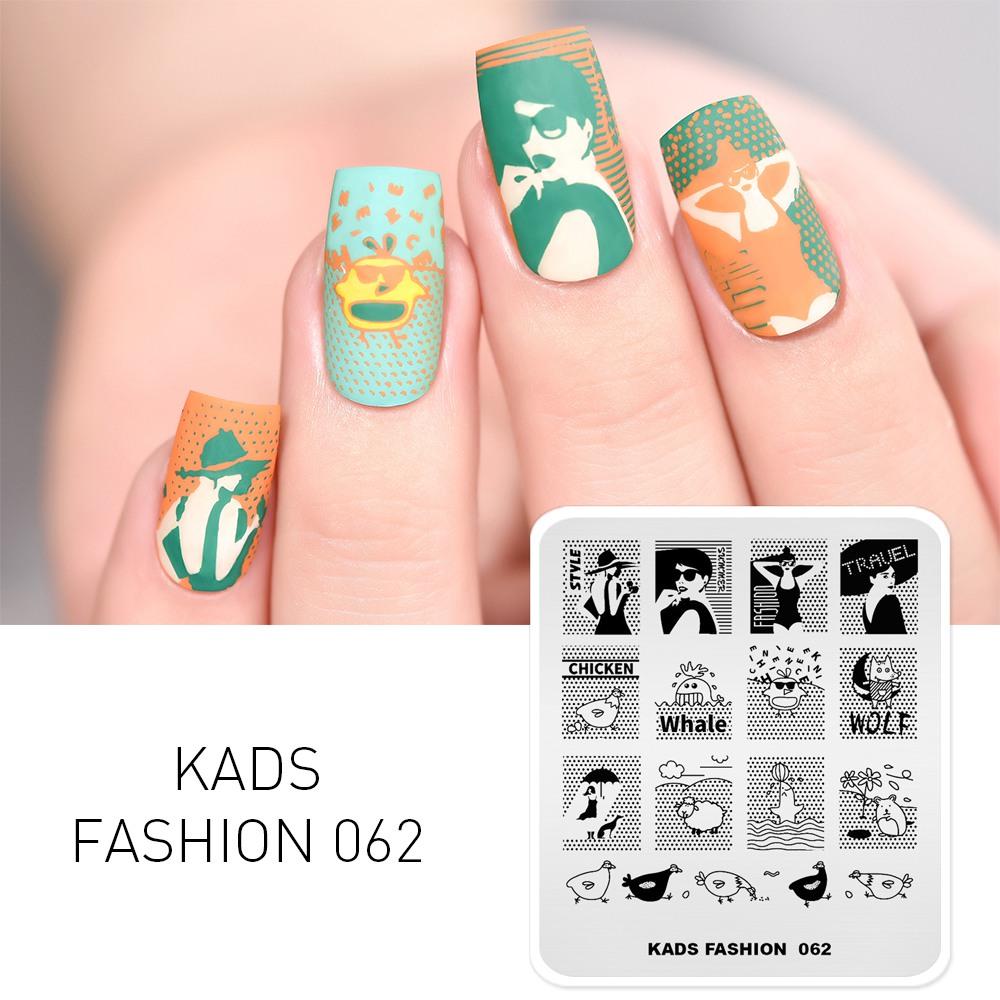 

KADS Fashion 062 штамповочные пластины для дизайна ногтей, аксессуары для маникюра, пластина для штамповки, трафарет для дизайна ногтей, инструмент для штамповки с надпечаткой