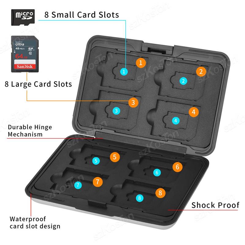 SD Memory Card Storage Case Micro SD Card Storage Holder Case Waterproof Soft Lining for HDD/CF/SD Card Holder Organizer