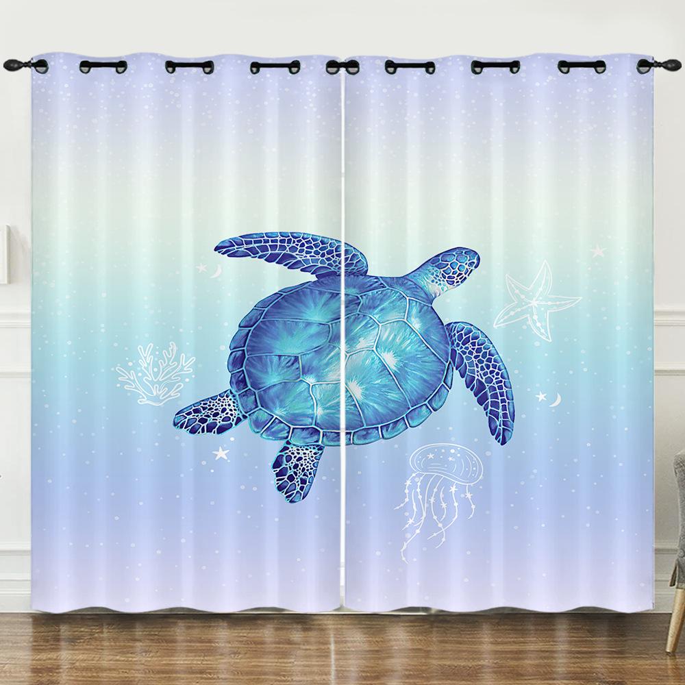 

Шторы, Русалка, Черепаха, Солнцезащитная штора, Светонепроницаемая штора, Спальня без пробивания 97cm*114cm*2