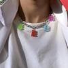 Y2K Rainbow Bear Chunky Chain Necklace - Colorful Resin Pendant for Spicy Sweet Girls