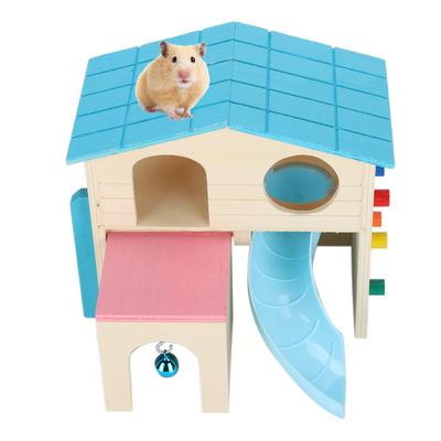Wooden Hamster Fun House Huts Toy Hamster Exercise Playthings Fun Gym Playground