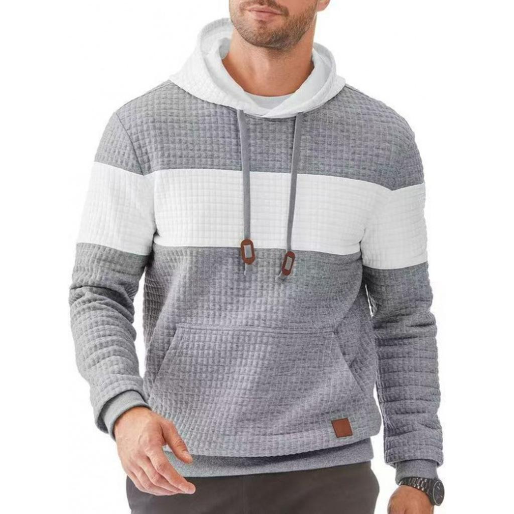 Men's Casual Sweatshirts Long Sleeve Drawstring Color Block Pullover Graphic Hoodies With Pockets