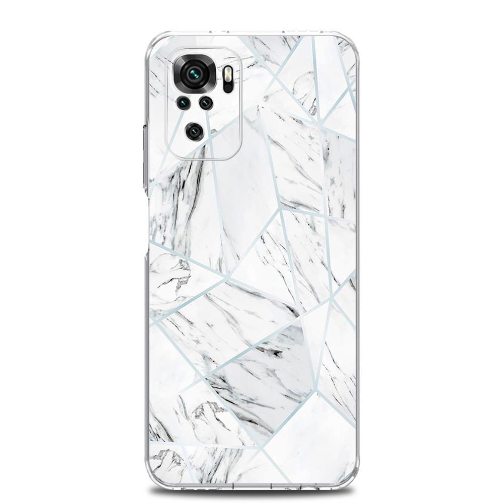 New Square Clear Phone Case For Xiaomi Redmi Note 12 11 9S 9 8 10 Pro+ 7 8T 9C 9A 8A K40 Gaming Silicone Cover Marble Geometric