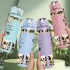 1PC Love Heart Valentine Quote Print 750ml Color Plastic Sports Water Bottle Leakproof Flip Straw Lid Suitable for Sports Office Home Use