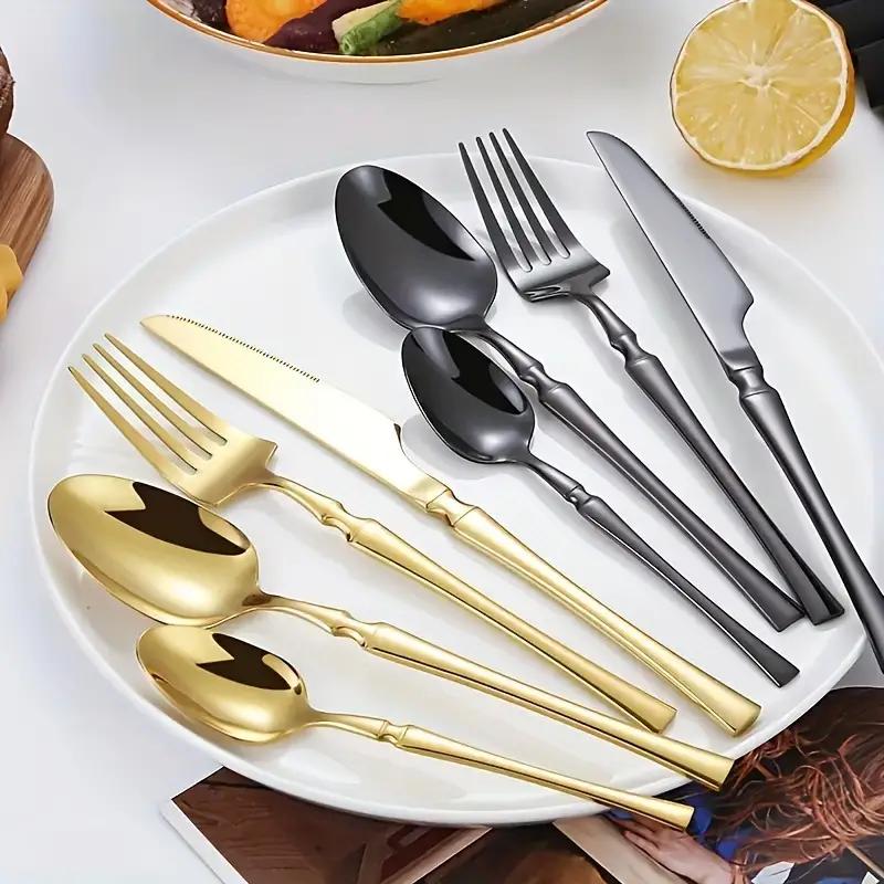 4/6/16/24pcs Stainless steel cutlery Small waist set Gold luxury cutlery Kitchen items include a knife, fork and spoon