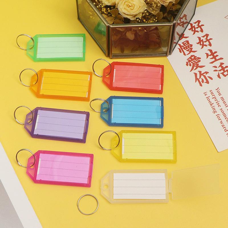 10-100PCS Flap Key Tags Assorted Mixed Multiple Colors Plastic Key Tags with Split Ring DIY Name Keychain Label Luggage Mark ZYF