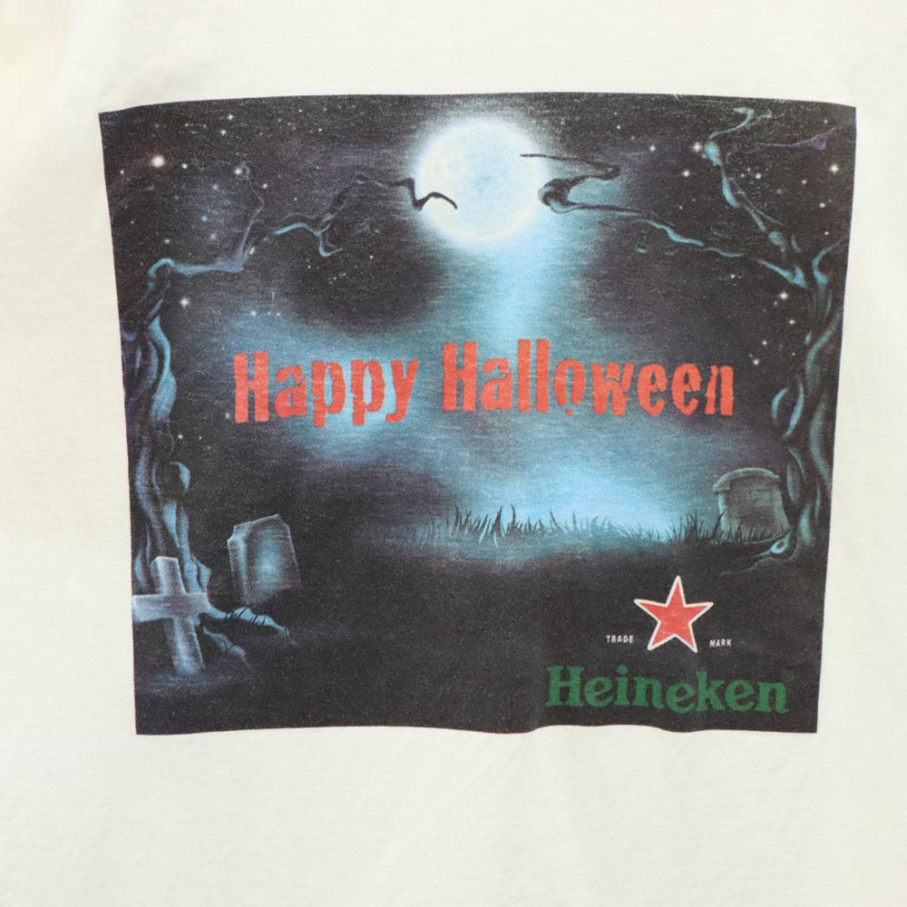 FRUIT OF THE LOOM 00s Happy Halloween Short sleeve Heineken T-shirt Old Men's Used
