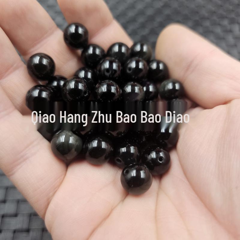 Silver Obsidian Gemstone Round Loose Beads for DIY Jewelry Making - Bracelet & Necklace Accessories