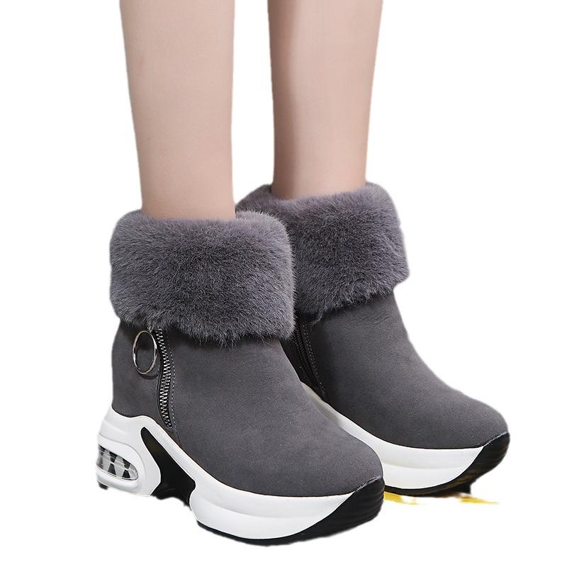 Large size autumn and winter piled thickened warm snow boots inner height increase muffin thick-soled cotton boots