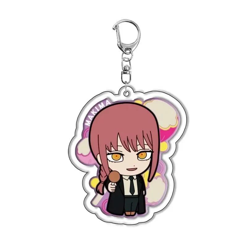 Anime Chainsaw Man Keychain Pochita Makima Cartoon Acrylic Bag Tag Keyrings Cos Trendy Gift