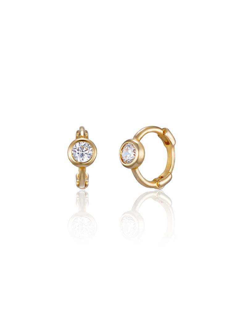 Lunne 14K Mini Bezel-Set One-Touch Earrings (14K Gold) #Lfe16