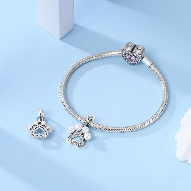 Charms Original Copper Pearl Claw Print Pendant Animal Beads Fit Bracelet Women Jewelry Diy Fine Gift Accessory