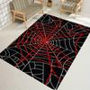Halloween Spider Web Doormat, Black Red Gothic Entrance Rug, Scary Horror Floor Mat, Non-Slip Home Decor for Party & Entryway