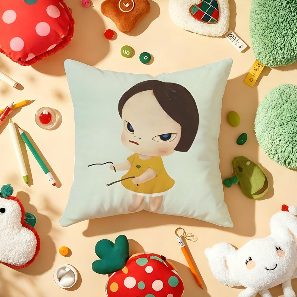 Yoshitomo NNaraS Anime Cushion Cover Plush Fabric Soft DoubleSided Printed Sofa Warm Winter Home Gift Pillow Cover