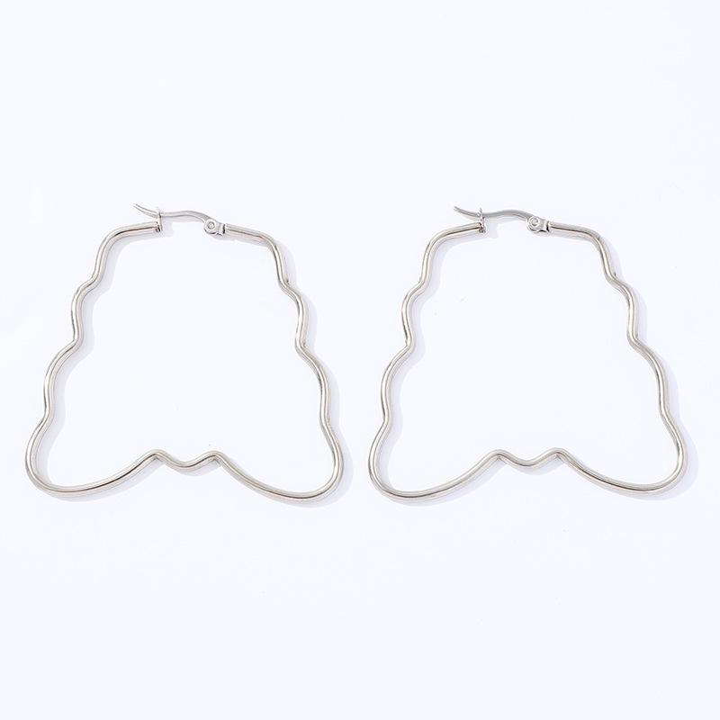 Pendientes de aro geométricos de acero inoxidable dorado con estrella de cinco puntas