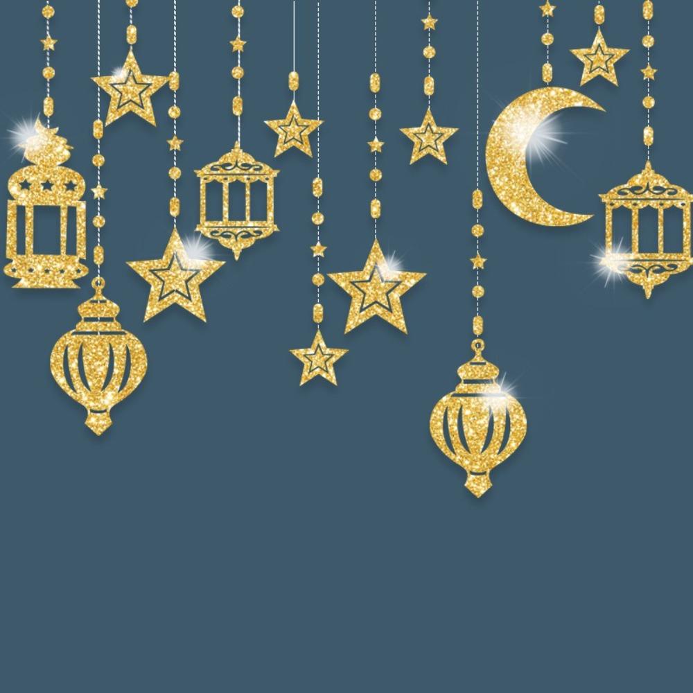 DIY Paper Ramadan Kareem Decor Gold Silver Hang Garland Star Moon Lantern Eid Atmosphere