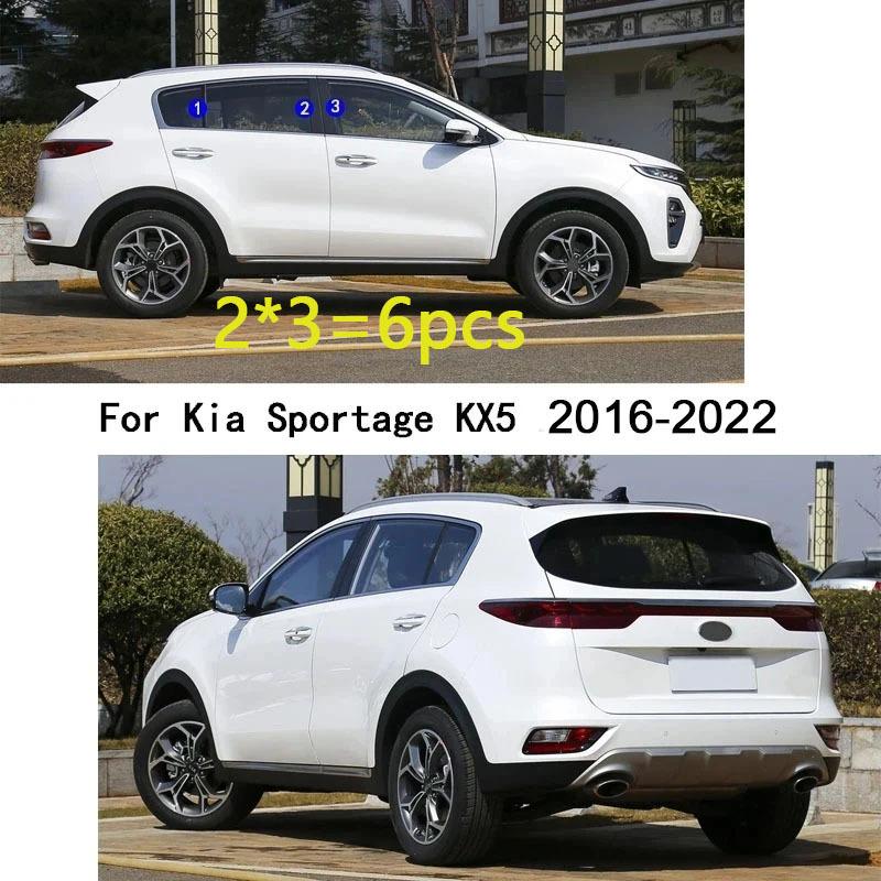 Car TPU/Glossy Mirror Pillar Post Cover For Kia Sportage KX5 2016 2017 2018- Door Trim Window Sticker Accessories  6pcs