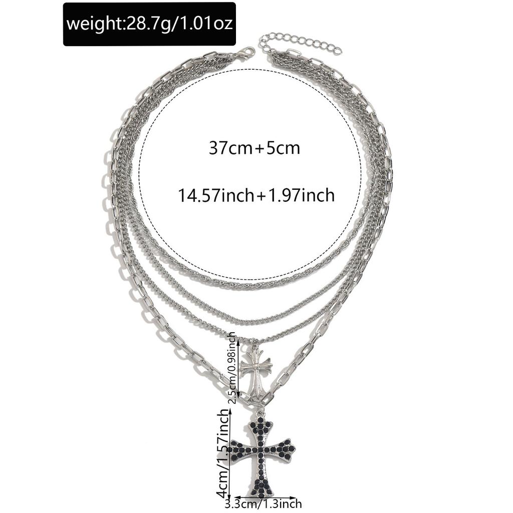 Hip-hop necklace European and American jewelry multi-layer stacking cross pendant necklace women's high-end collarbone chain