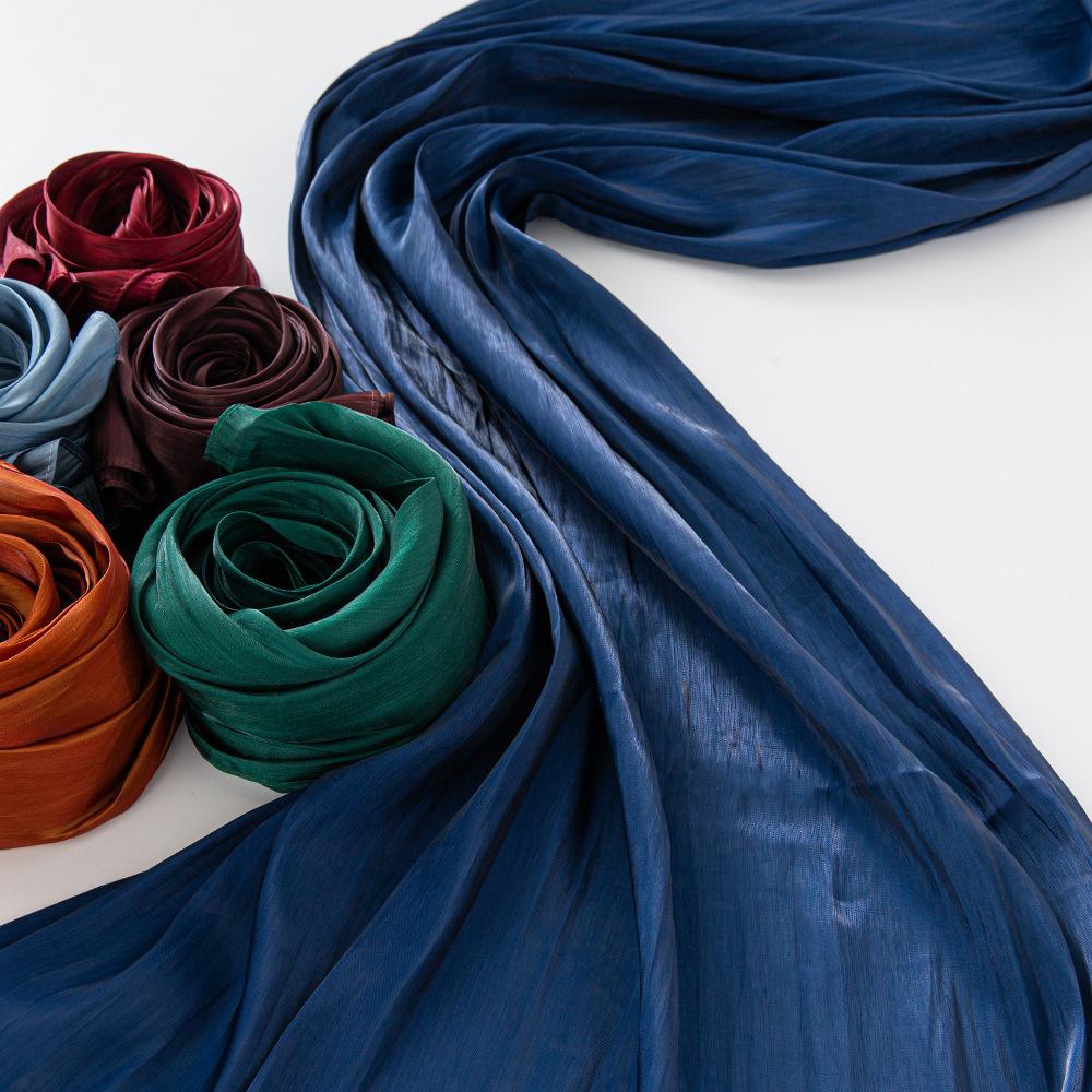 Solid Color Long Scarf Lightweight Thin Shawl Soft Polyester Neck Scarf for All Seasons Muslim Headscarf