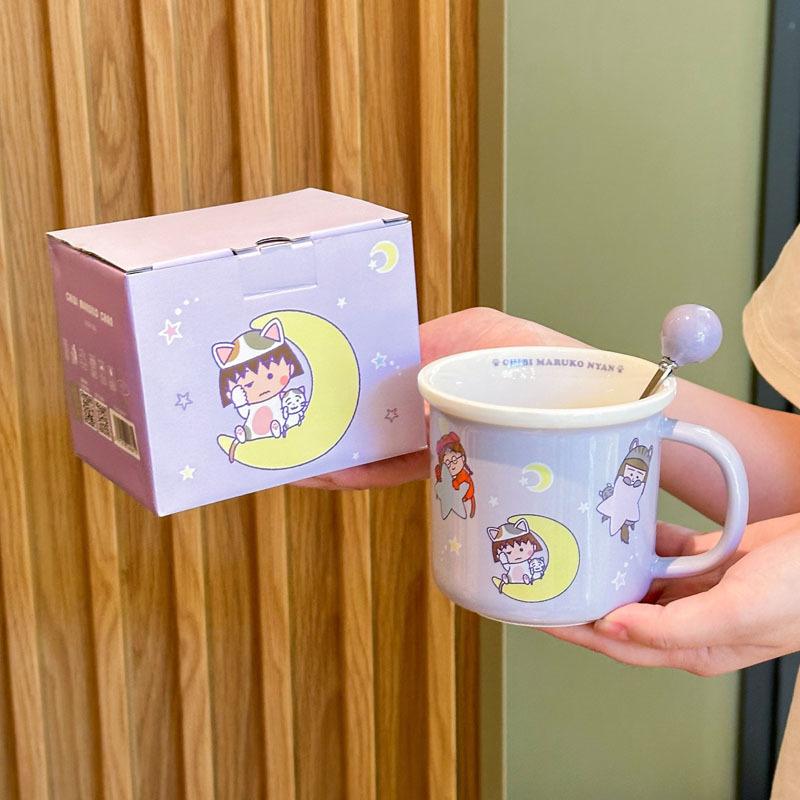 

Cute cherry balls genuine co-branded ceramic mugs for girls birthday gifts and practical souvenirs for girlfriends 301-400ml