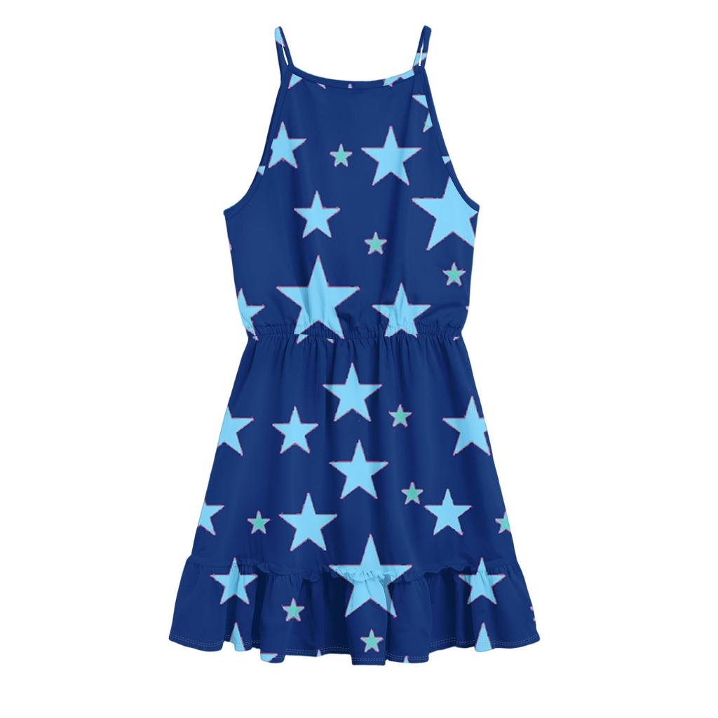 Children's Summer Casual Fashion Round Neck Solid Color Sleeveless Dress
