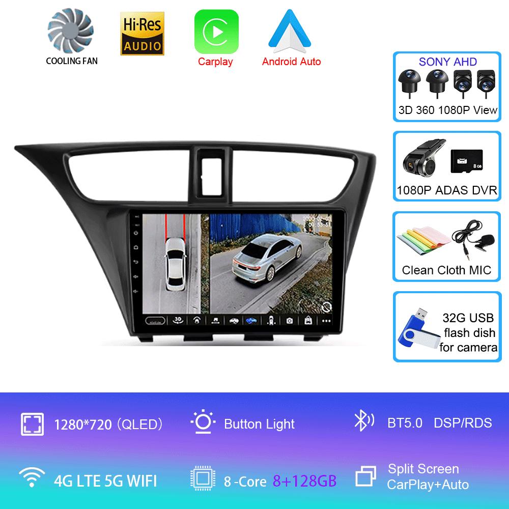 Android 14 For Honda Civic 9 FK FB 2012 - 2017 Multimedia Video Player Car Radio Navigation Stereo GPS No 2din 2 Din Dvd