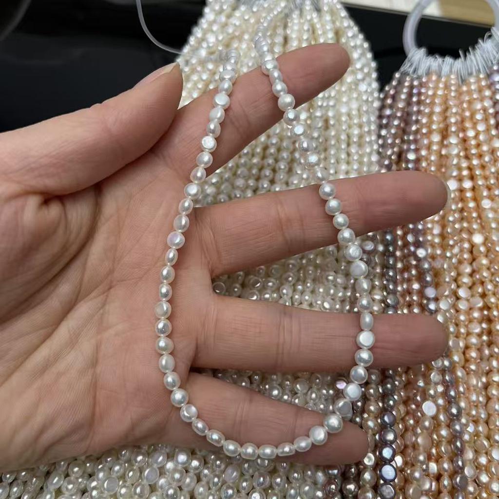 1String, Purple White Pink Natural Shell Mother of Pearl Beads, Boho Handmade Double-sided Light Beads, 4-5mm, for DIY Jewelry Materials, Beading 36cm