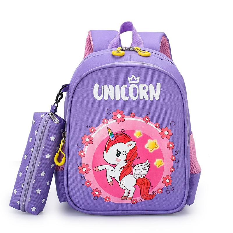 Kids Backpack Pencil Case Set Cute Cartoon Unicorn School Bag Lightweight Waterproof Spine Protection Large Capacity Bookbag