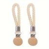 2PC Wood Durable Towel Clip Home Decoration Hook Bathroom Cotton Rope Multi-Function Hanger Rural Style 11.5x3cm