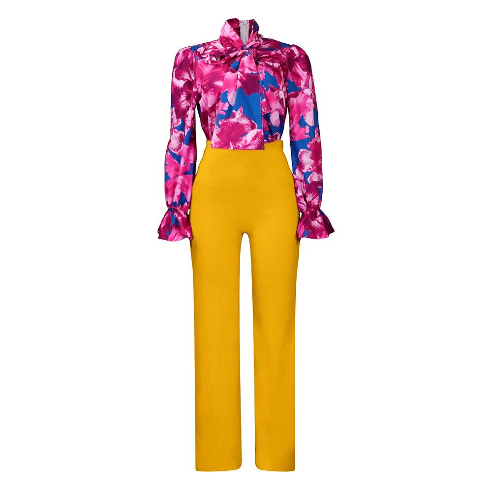 Women's Fashionable Autumn 2025 Two-Piece Set: Stylish Lapel Top & Straight Leg Pants