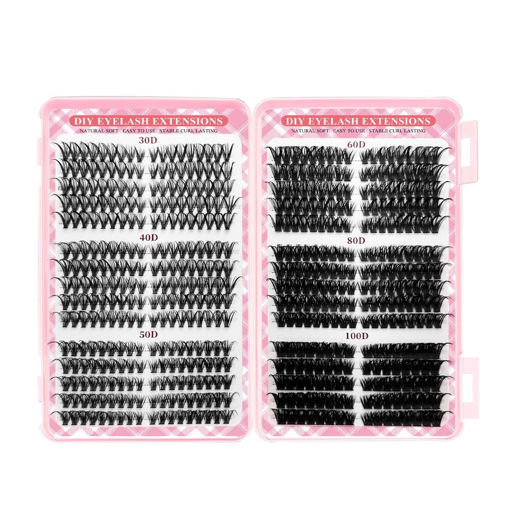9-16mm Length False Eyelashes Natural Look Wispy Style DIY Lash Extension Kit Fluffy Clusters Volume Fans Fake Eyelash