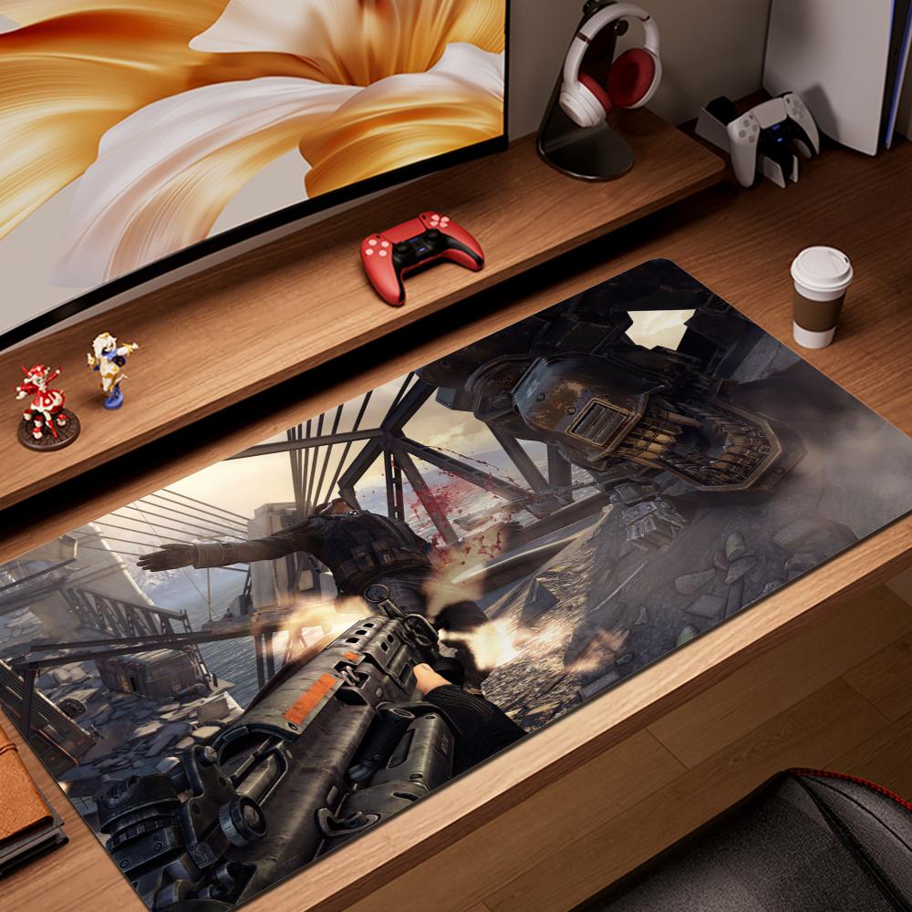 HYBXAXC Mouse Pad Wolfenstein Mousepad Large Keyboard Desk Mat Gaming Mouse Pad LockEdge Non-slip Mat Keyboard Mousepad 90x40