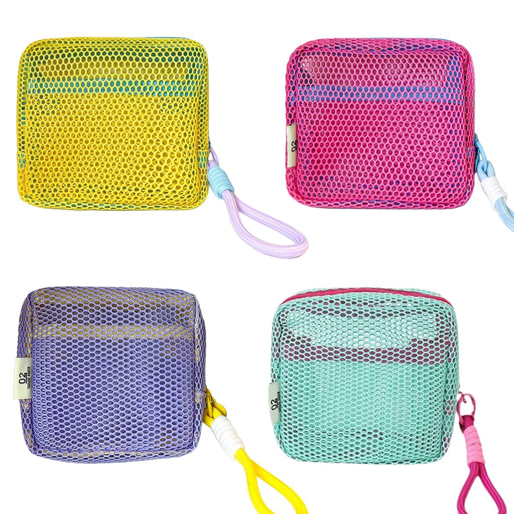 Kleine Netz-Strandtasche Klare Kosmetiktasche mit abnehmbarem Handgelenkband Reise-Organizer für Sonnencreme Schlüssel Kabel