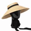 European and American retro light top big brim bow strap straw straw top hat stage fashion show beach straw hat