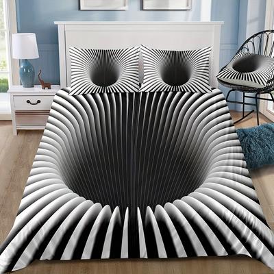 Black Hole 3D Duvet Set Psychedelic Geometric Pattern Digital Printing Bedding Three-Piece Set