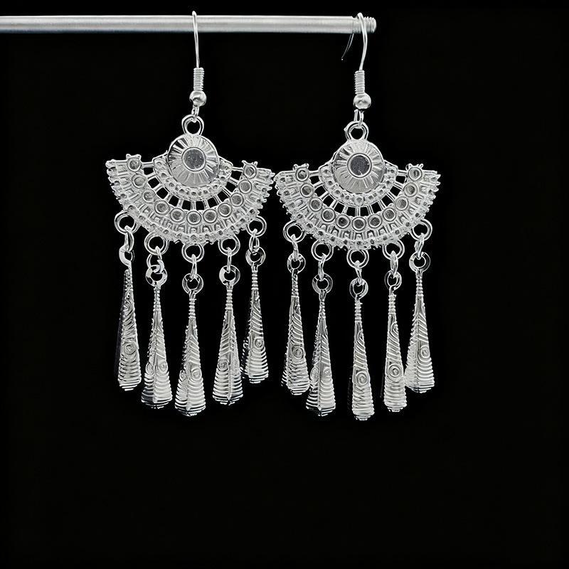 Ethnic style earrings Alloy silver-plated Miao ethnic minority Dong Yi earrings Earrings