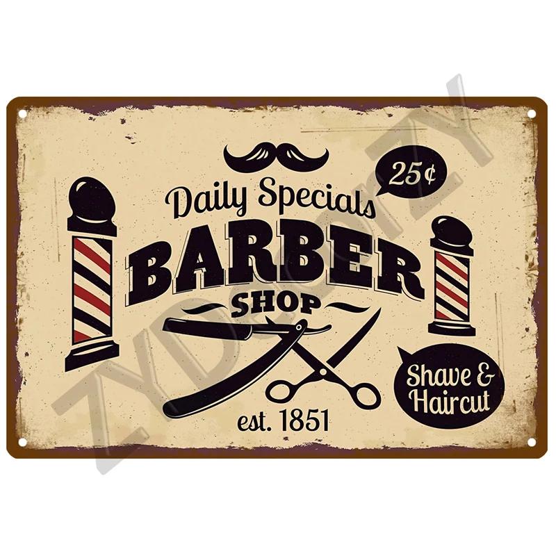 Barber Shop Plaque Metal Sign Vintage For Door Tin Sign Home Interior Paintings Mancave Wall Posters Room Decoration Decor Art