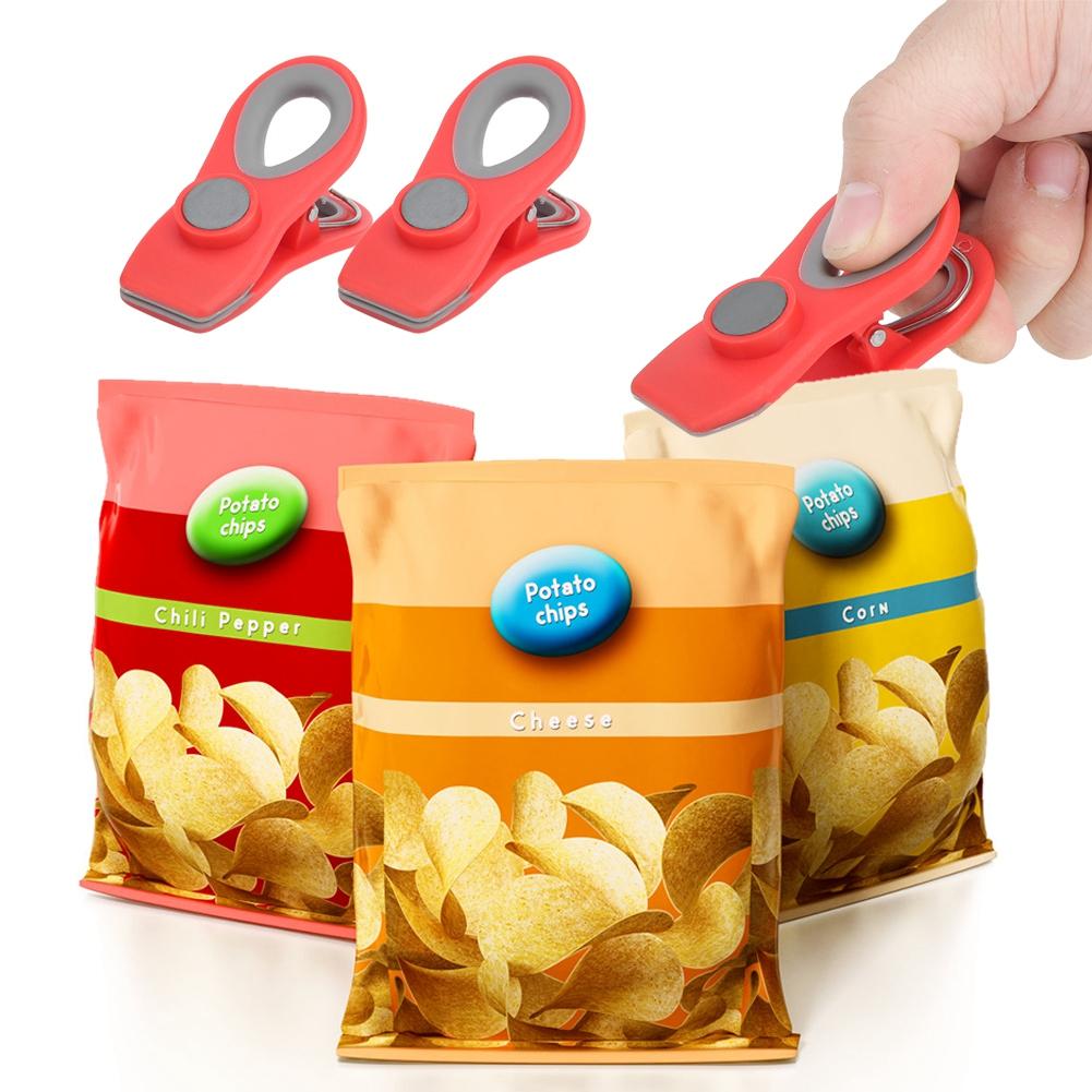 2 Stück Mini Tragbare Lebensmittelversiegelung Magnetische Clips Snack Lebensmittelaufbewahrungsbeutel Clips Küchenzubehör Rot