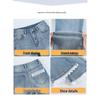 Women's Autumn High-Waisted Petite Plus Size Slimming Micro-Flare Cropped Jeans with Blue Lace Trim