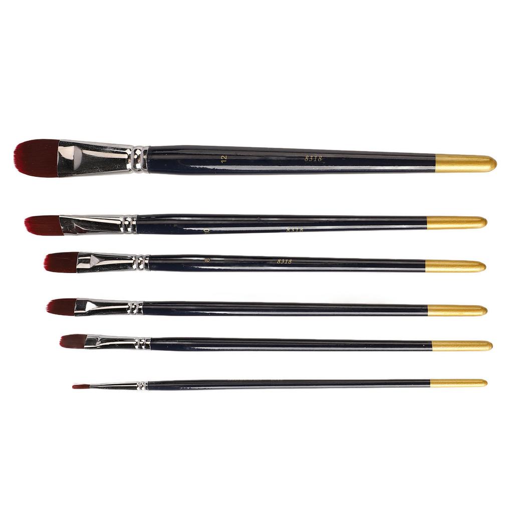 6pcs Acrylic Paint Brush Set for Beginners Smoothly Painting Thicken DIY Nylon Hair Paint Brushes for Nail Face Painting