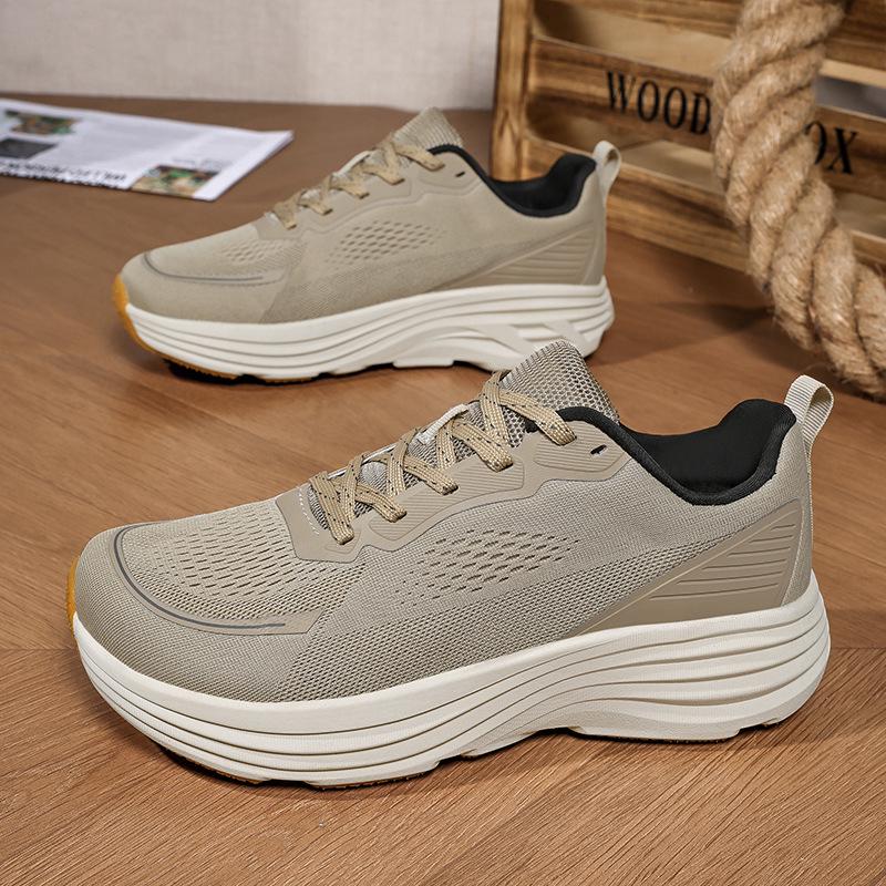 Men s Wide Fit Lightweight Mesh Running Shoes with Soft Sole & Shock Absorption for Spring/Autumn 2026 44 бежевый