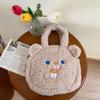 02 Cute Lamb Plush Bear Ears Handbag Sweet Versatile Student Class Handbag