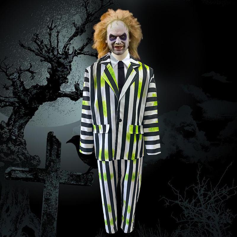 Beetlejuice Sorcerer Halloween Role-Playing Red Striped Suit & Skirt
