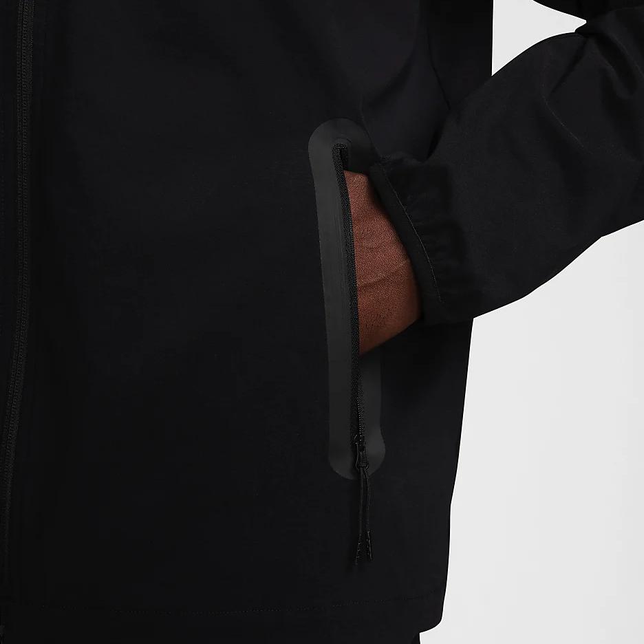 Nike Woven Tech Solid Color Zipper Fashion Long Sleeve Breathable Hooded Jacket Men Jackets Black HM7151-010