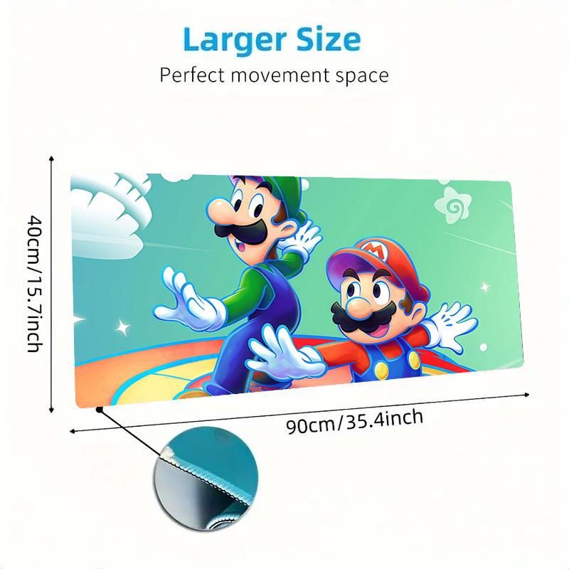 Mario & Luigi Duo Print Cushion Non-slip Laptop Tablet Big Mousepad XXL Mat Mini PC Playmat With Lock edge