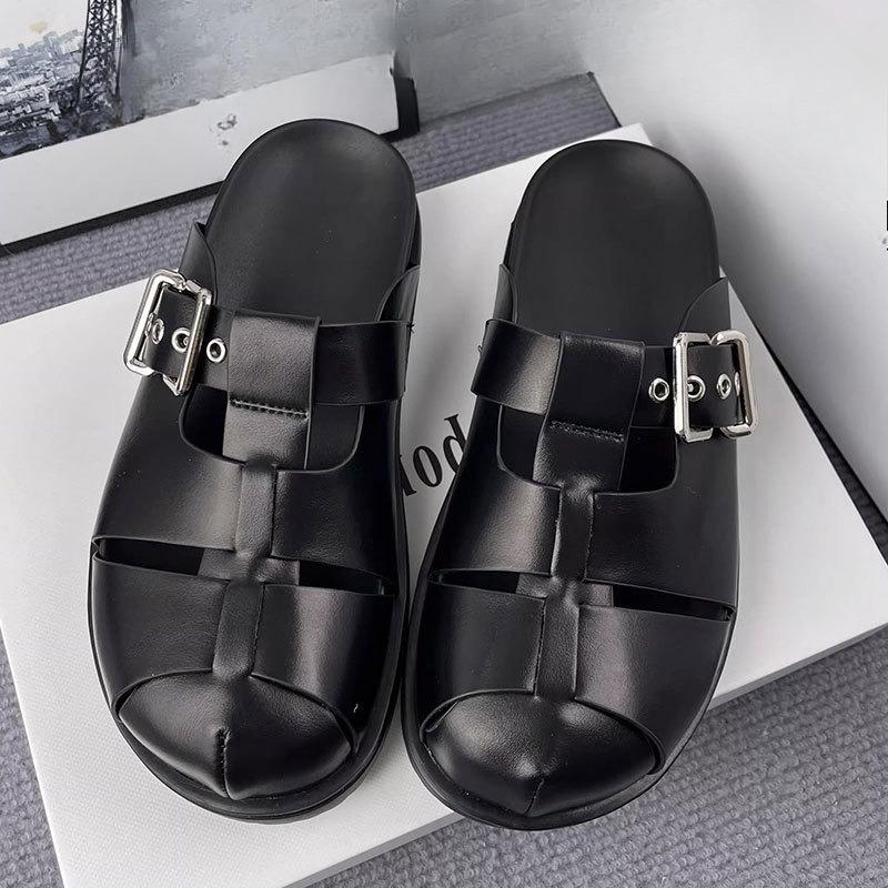 

Толстоподошвенные шлепанцы Новые плетеные туфли-клетка для свиней Повседневные пляжные шлепанцы 40 чёрный