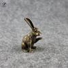 brand new Antique Copper Zodiac Cute Rabbit Statue Ornaments Vintage Solid Brass Animal Mini Figurine Tea Pet Desk Decoration