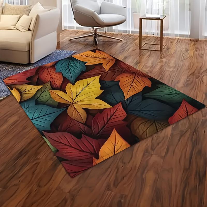One Piece Maple Leaf Pattern Flannel Blanket, Soft, Warm, Lightweight, Machine Washable, Knitted, All Season, Multi-purpose