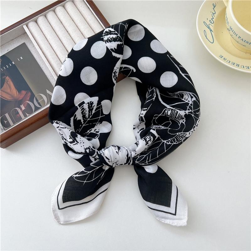 Cotton Linen Print Square Scarves Neckerchief Kerchief Headscarf Women Decorative Scarf Bandanas Headband 65cm Neck Wraps Shawls